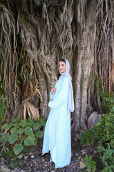Khadija Sky Blue Double Layer Abaya