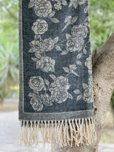Black Floral Cashmere Wool Hijab