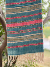 Green and Red Lining Cashmere Wool Hijab