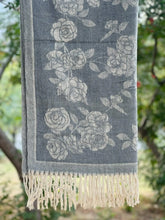 Grey Floral Cashmere Wool Hijab