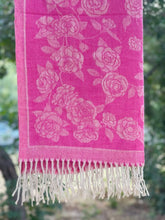 Shocking Pink Floral Cashmere Wool Hijab