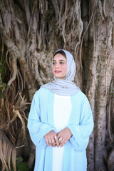 Khadija Sky Blue Double Layer Abaya