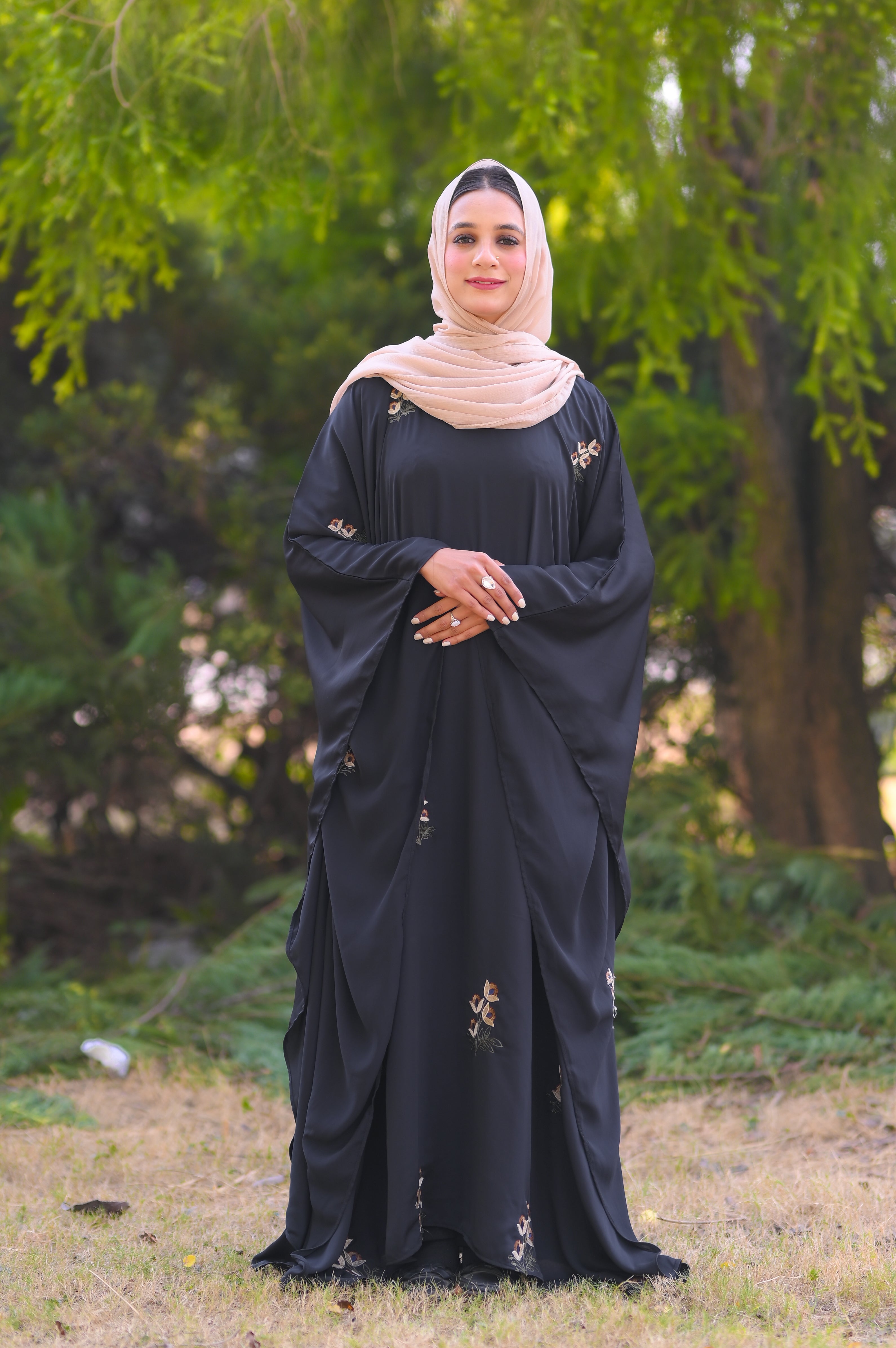 Zeenah Black Bloom Kaftan