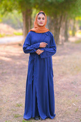 Naazia Sapphire Bow-Collar Coat Abaya