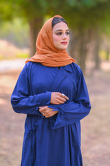 Naazia Sapphire Bow-Collar Coat Abaya