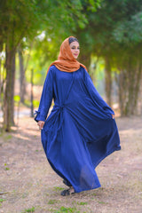 Naazia Sapphire Bow-Collar Coat Abaya