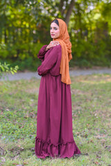 Areeba Maroon Seoul-Inspired Twin Set Abaya