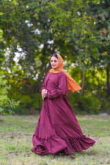 Areeba Maroon Seoul-Inspired Twin Set Abaya