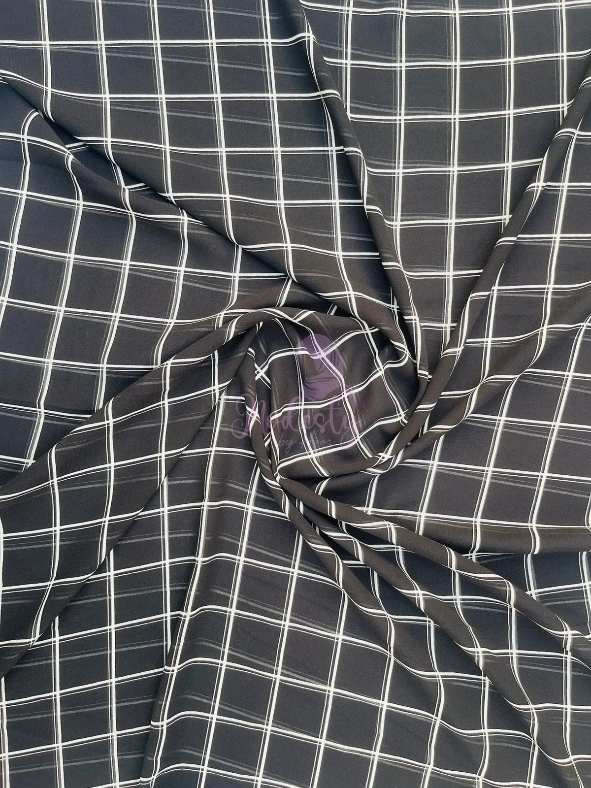 black base with white check printed chiffon hijab