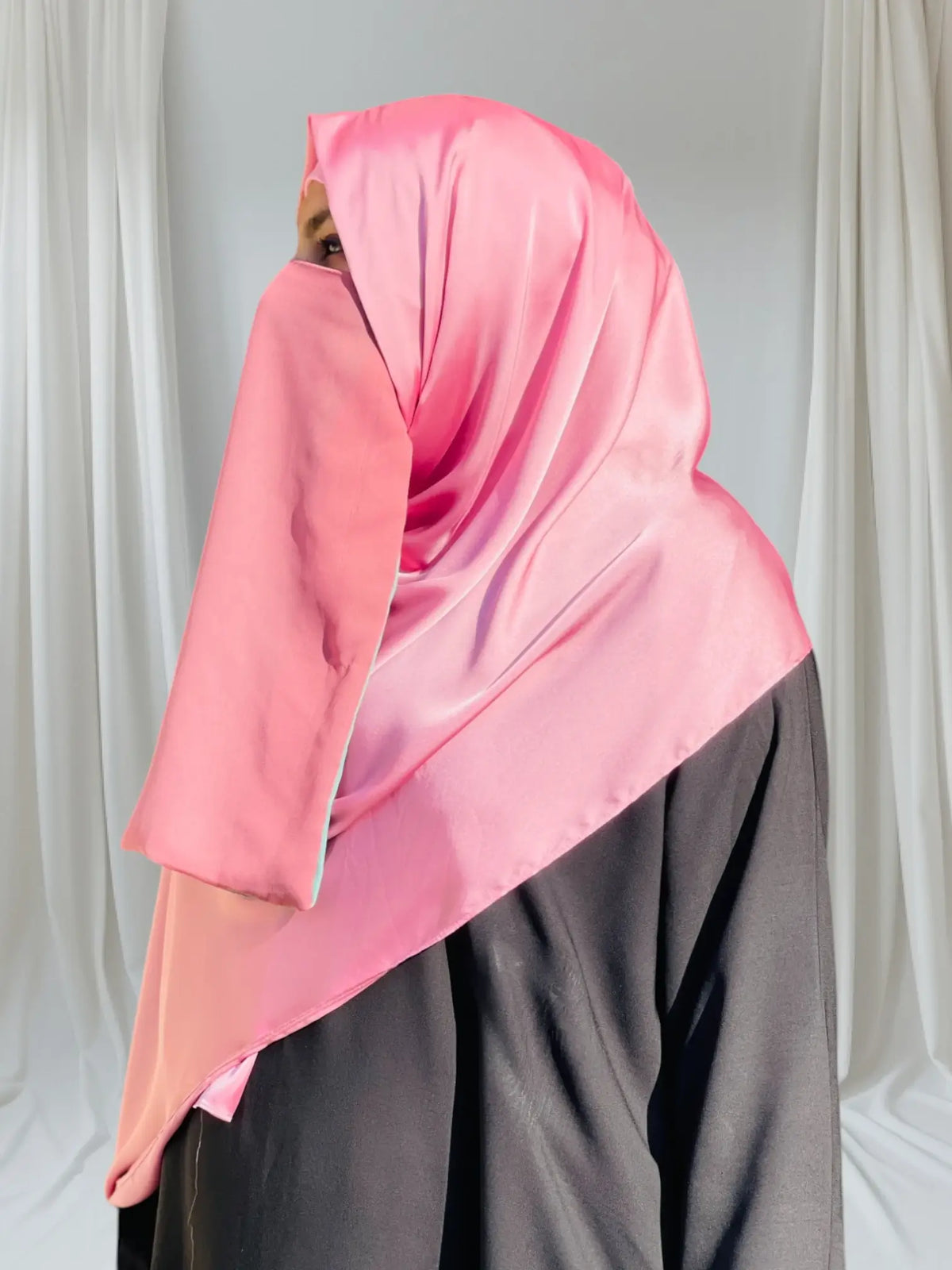 blooming pink silk hijab