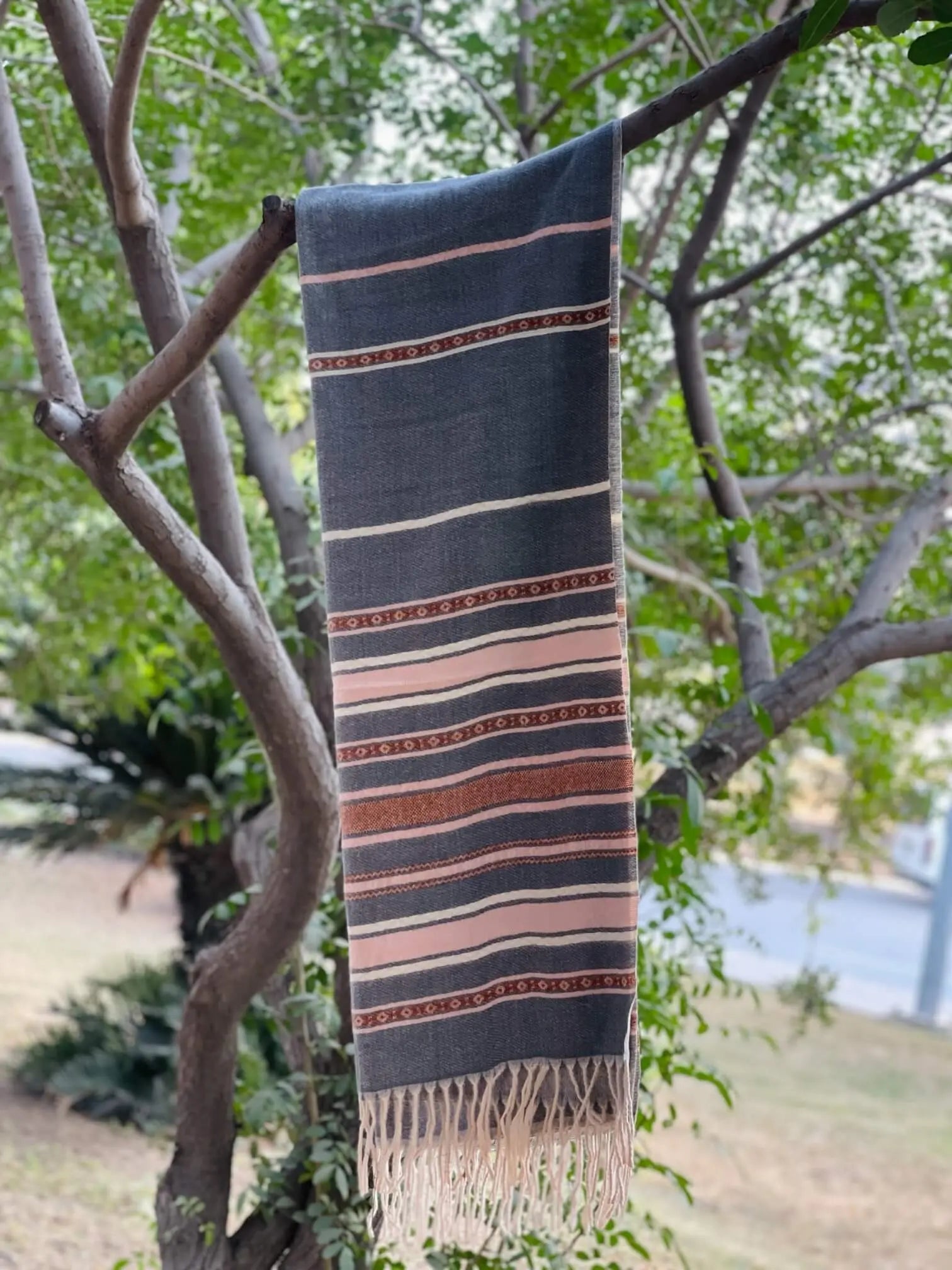 Grey Lining Cashmere Wool Hijab