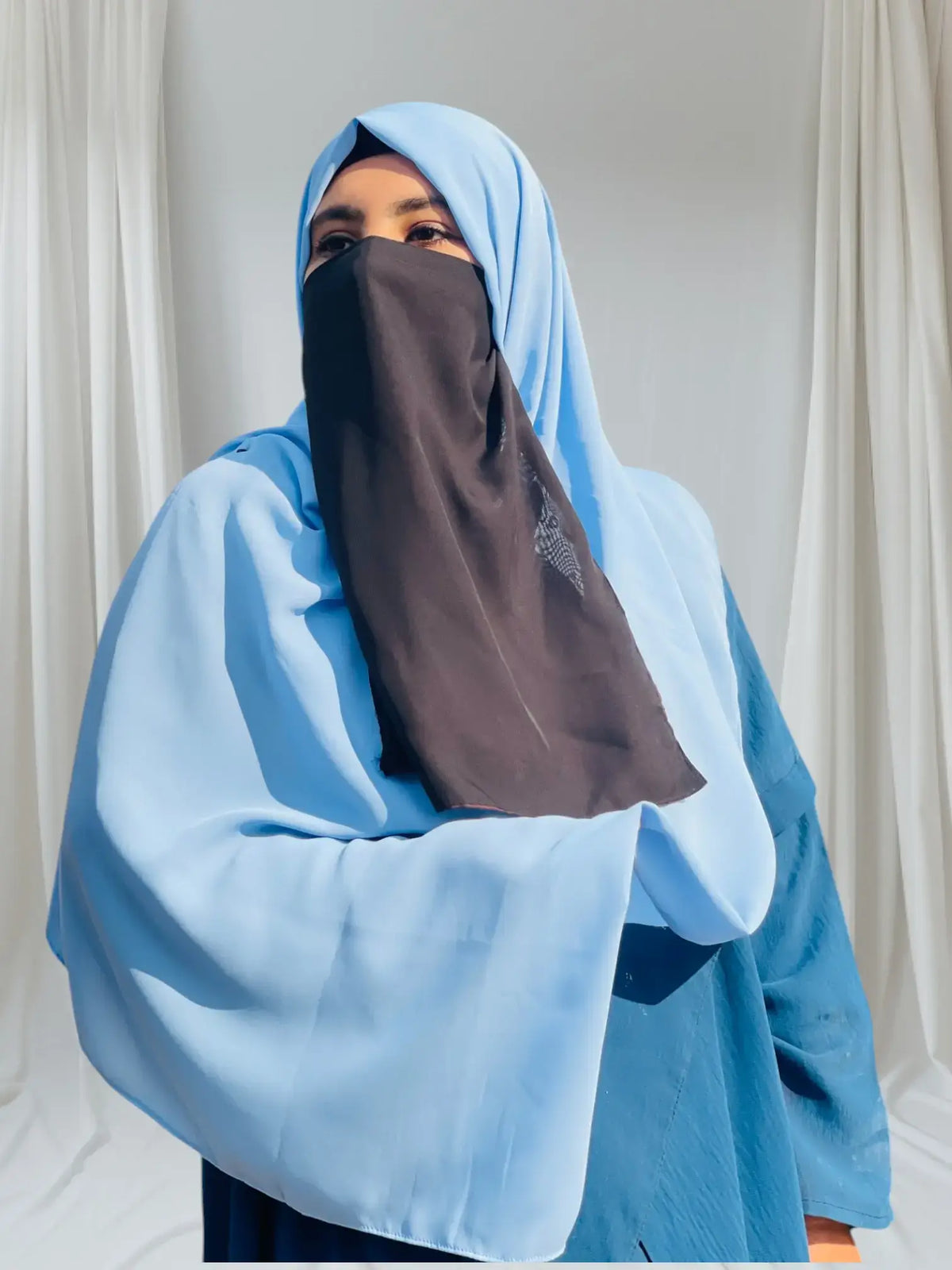 Light Blue Double Georgette Simple Hijab