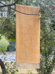 Mustard Floral Cashmere Wool Hijab