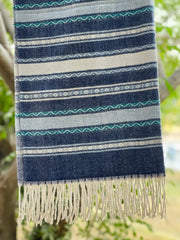 Navy Blue Lining Cashmere Wool Hijab