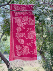 Red Floral Cashmere Wool Hijab