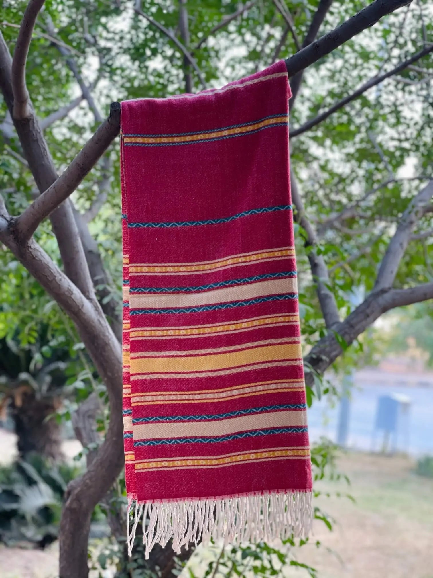 Red Lining Cashmere Wool Hijab