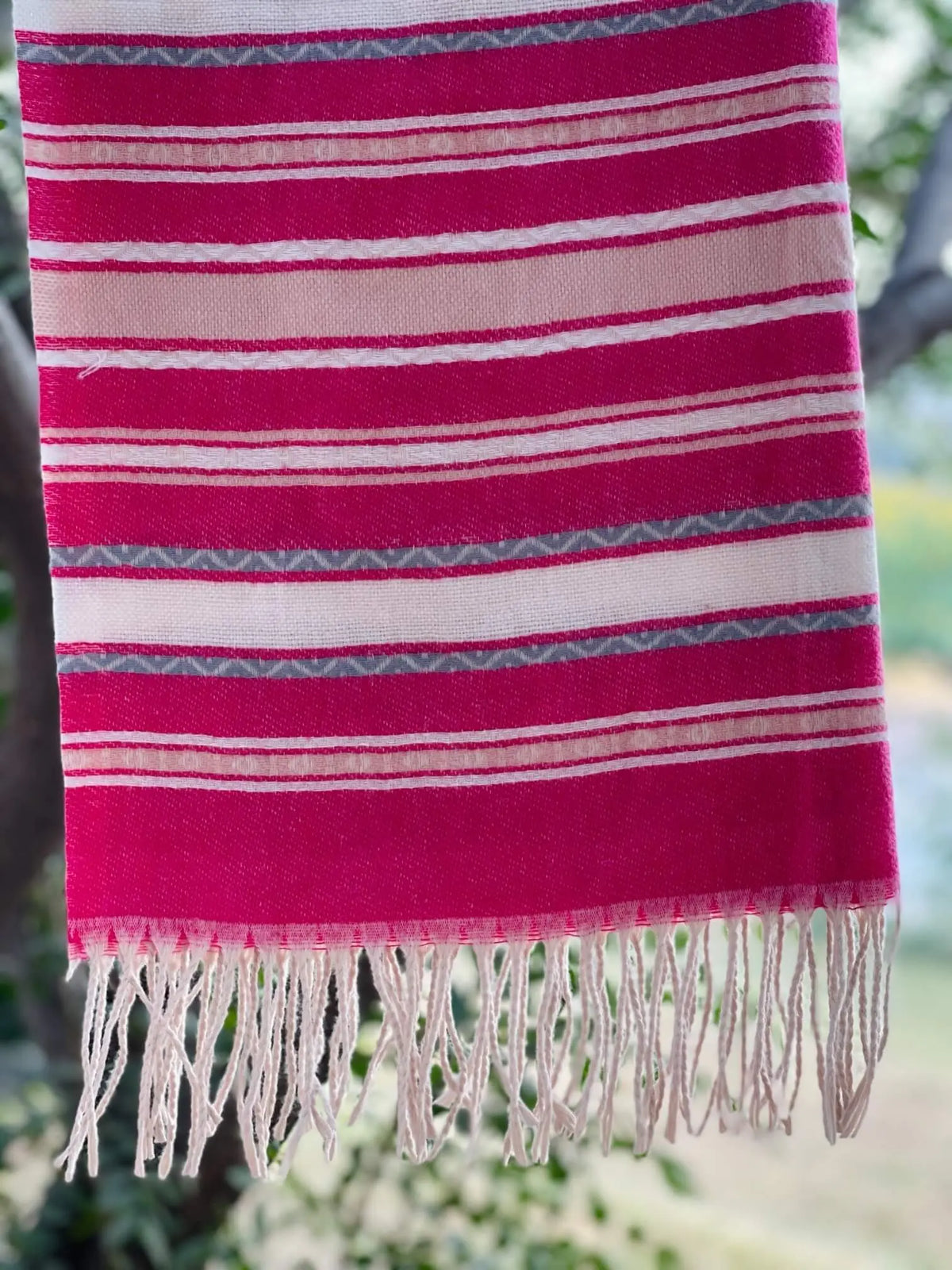 Shocking Pink Lining Cashmere Wool Hijab