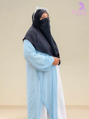 Khadija Sky Blue Double Layer Abaya