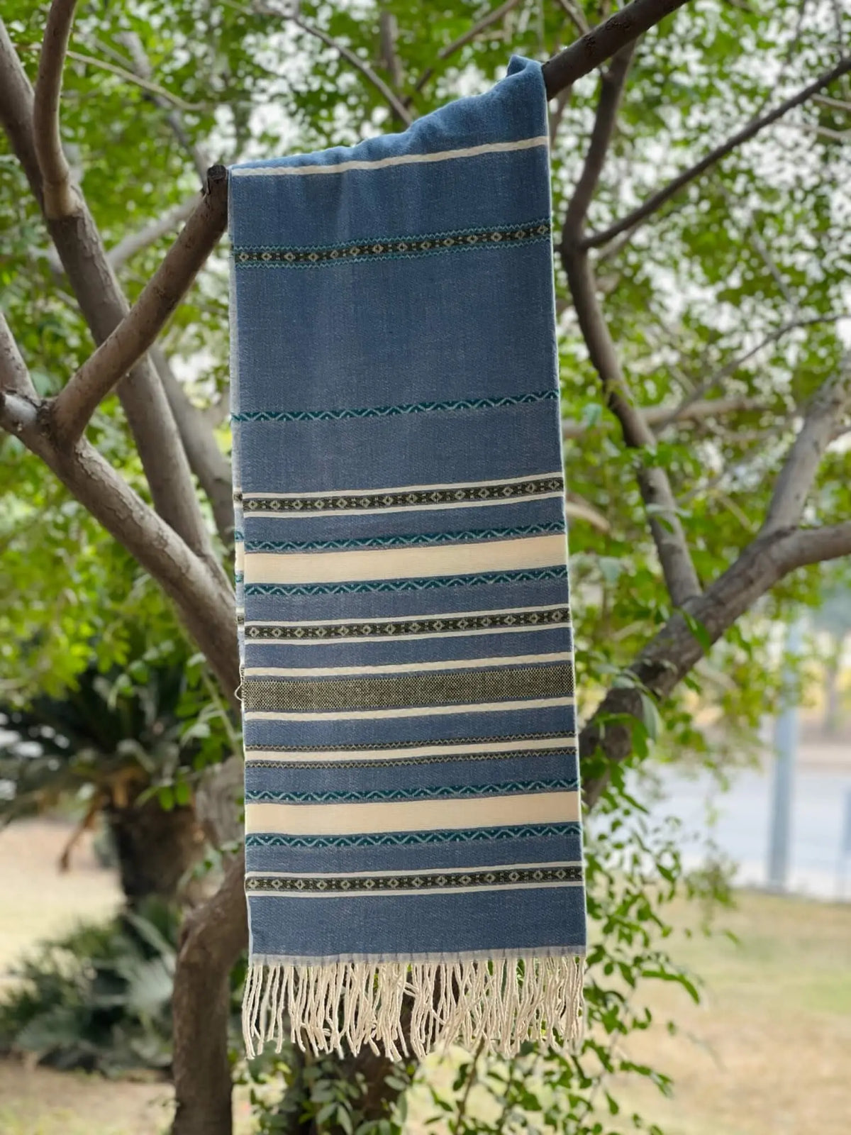 Sky Blue Lining Cashmere Wool Hijab