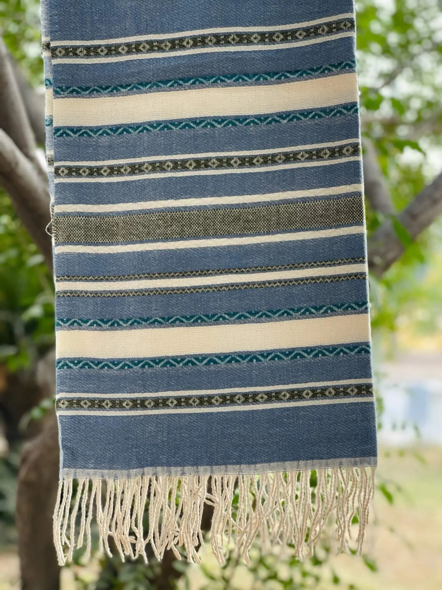 Sky Blue Lining Cashmere Wool Hijab