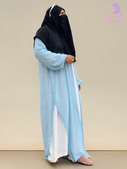 Khadija Sky Blue Double Layer Abaya